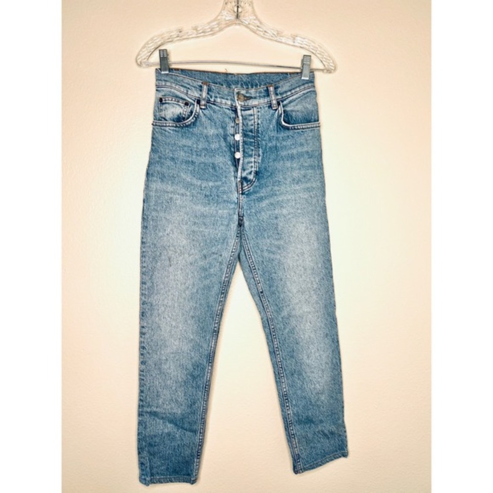 Reformation High Waisted Button Fly Straight‎ Leg Jeans Light Wash Size 26